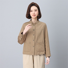 立领纯棉衬衫休闲单排多扣，女装衬衫，小林双子