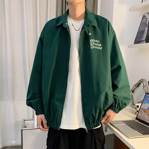 港风秋款男立领夹克拉链字母印花冲锋衣休闲外套JK012 P55图片
