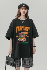 中性风23新款夏季时尚卡通印花圆领宽松纯棉短袖T恤T1157P25控38，男装T恤，A247A