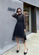 现货2021秋装新款百搭蕾丝连衣裙M-XXL，女装连衣裙，艾涵o