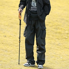 日系伞兵工装裤男春秋季潮牌复古户外运动大口袋休闲直筒裤子，男装休闲裤，四季星座218-1