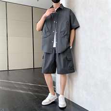 短袖衬衫男新款夏季薄款透气搭配套装短裤宽松翻领衬衣TZ068-P90，男装牛仔裤，星座308B-2