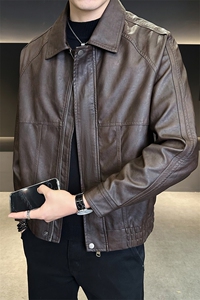 秋季皮夹克宽松偏大男装皮衣2025新款品质外套C317-J8806-P155图片