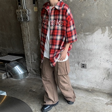 衬衫男韩版潮流短袖字母衬衫高街帅2023夏季新款ins外套CY362-P34，男装衬衫，星座412-3