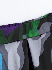 缎面印花松紧腰气质半裙女，女装半身裙，水衣源