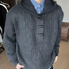 男北极绒牛角扣毛藏蓝深灰色针织衫毛衣M655-P64，男装针织衫/毛衣，星座208-5