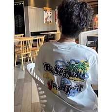 万针全刺绣工艺抖音得物高品质260克重磅纯棉双纱美式高街短袖T恤，男装T恤，电商A486-1
