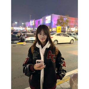 春季新款美式潮牌立领飞行夹克外套男款时尚百搭宽松休闲上衣图片
