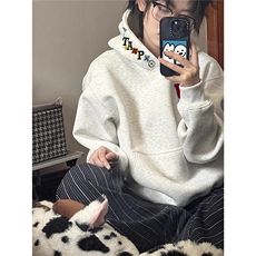 美式重磅加绒加厚刺绣初中生连帽卫衣男款新款宽松上衣WYZ06，男装卫衣，星座516A