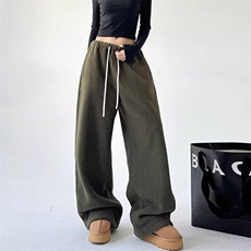 休闲摇粒绒加绒阔腿裤女2025冬季新款宽松百搭洋气加厚休闲裤潮，男装卫衣，星座1210-1