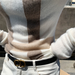 堆堆领羊绒衫女秋冬新款高领修身显瘦毛衣针织打底羊毛衫图片