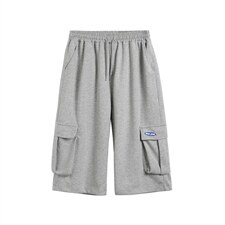 炸街裤子高街潮ins古着感七分阔腿裤工装短裤男夏季外穿D560-p28，男装牛仔裤，星座1008-2