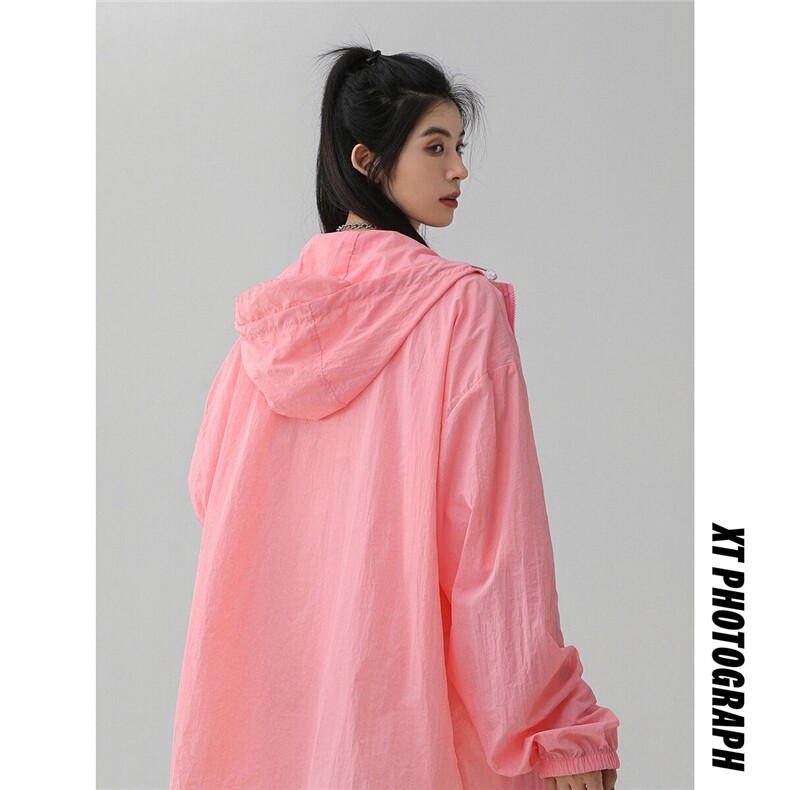 2025夏季新款纯色连帽宽松情侣防晒衣F169/P69，女装防晒衣，星座202-3