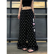 美式街头星星满印抽绳休闲裤男女新款松紧腰垂感阔腿裤MK3126P50，男装休闲裤，星座1013-5