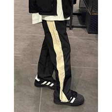 D54-P35美式条纹男夏季尼龙速干冲锋裤褶皱直筒阔腿裤子-网图现货，男装休闲裤，星座603-2