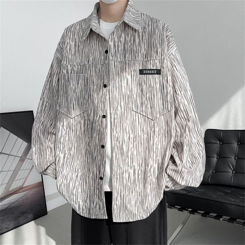C9001/P50春装新款现货长袖衬衣男潮衬衫休闲上衣宽松大码外套男，男装衬衫，电商A141