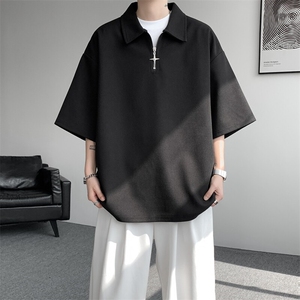 8XL-M半拉链短袖t恤特大码美式高街polo体恤衫翻领半袖DX1215/P35图片