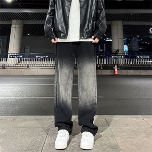 美式高街vibe风直筒长裤欧美痞帅男hiphop复古水洗牛仔裤图片