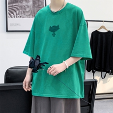 夏季青少年港风潮复古水洗纯棉T恤短袖男女同款1522-P50控价68，男装T恤，电商A441-1