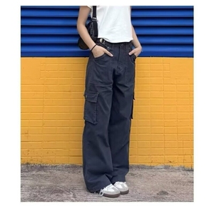 美式多口袋工装牛仔裤男女高街设计感宽松休闲直筒裤K6105-P60图片