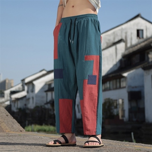 风乞丐补丁棉麻裤K204-P60