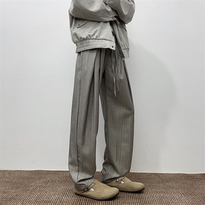 美式复古条纹休闲裤男款春秋季高级感宽松休闲西装裤子YZ8067-P50图片