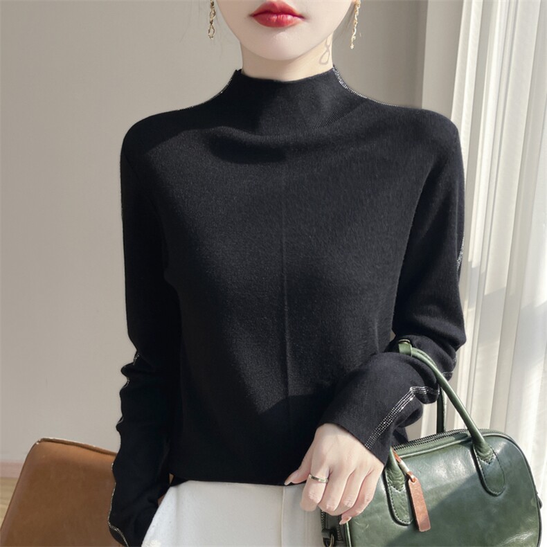 胖mm春季大码半高领女士毛衣2025新款洋气爆款内搭针织打底羊毛衫,女装羊毛衫,凯思米羊绒