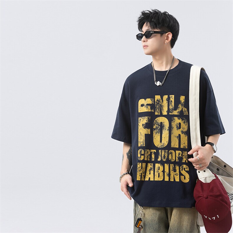 做旧印花纯棉短袖t恤男cp152-特p30,男装T恤,电商B371