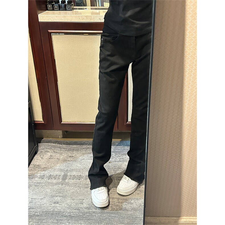 【有货】KZA21LL-P48毛边弯刀牛仔裤男修身直筒微喇裤子,男装牛仔裤,星座1007（原301D）