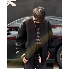 毛呢夹克男春季潮牌高级感短款棉衣外套宽松复古棒球服W6274-P75，男装棉衣，星座412-2