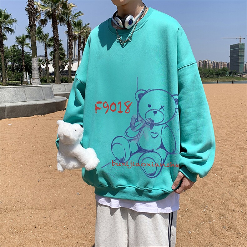 2021中性风卡通印花男士圆领套头卫衣女上衣WY311P30限48,男装卫衣,电商A089-1