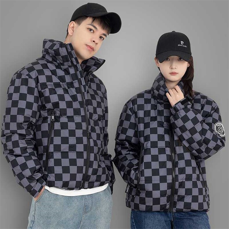 （带报告）90%白鸭绒羽绒服立领棋盘格子加厚外套DB06-P210，男装羽绒服，星座1210A