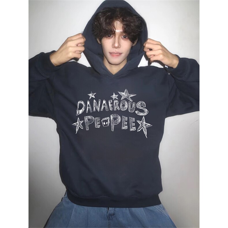 抖音得物高品质印花连帽卫衣秋冬装美式宽松连帽纯色卫衣ADL100,男装卫衣,电商A443