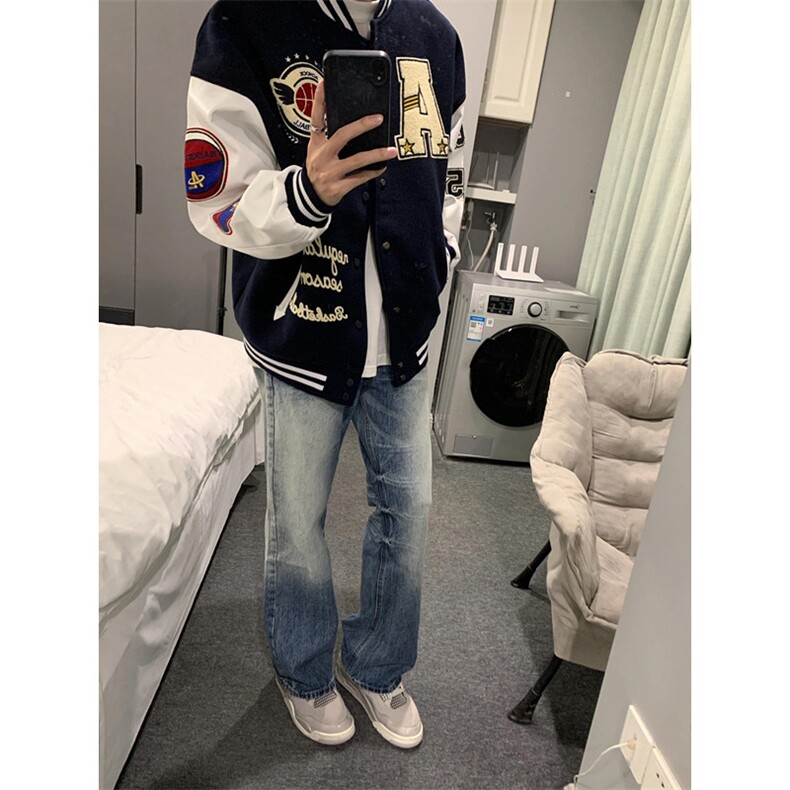 潮牌毛巾绣美式字母棒球服街头夹棉加厚夹克外套M05,男装夹克,星座1116A（原606A-3）