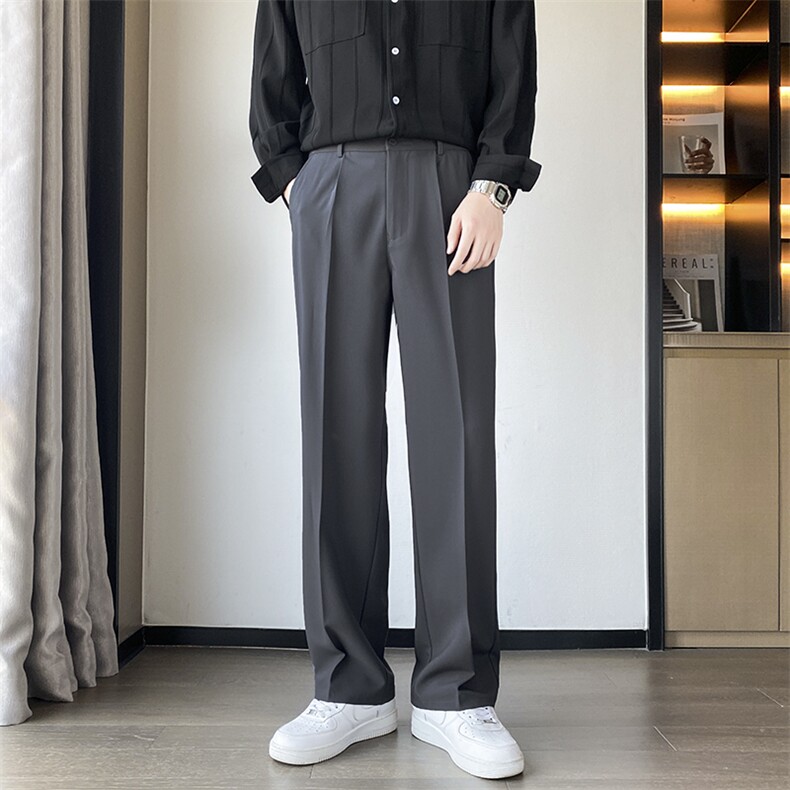 冰丝垂坠感休闲长裤男秋季小西裤大码西装裤子217-2-HK2358-P45,男装西服套装,星座217-2