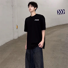 万针全刺绣工艺抖音得物高品质260克重磅纯棉双纱美式高街短袖T恤，男装T恤，电商A486