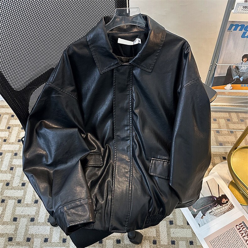 美式翻领皮衣外套复古春秋季男女休闲美拉德机车夹克JK08537-P62,男装夹克,星座308B-1