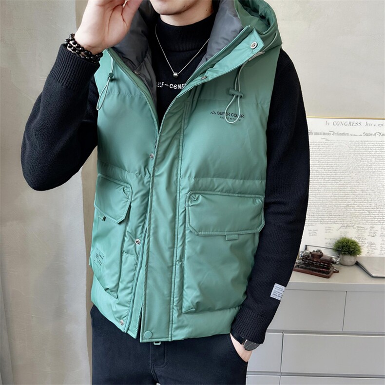 短款连帽羽绒马甲男休闲日系面包服保暖外套马甲背心M6093-P130,男装背心/马甲,电商A237
