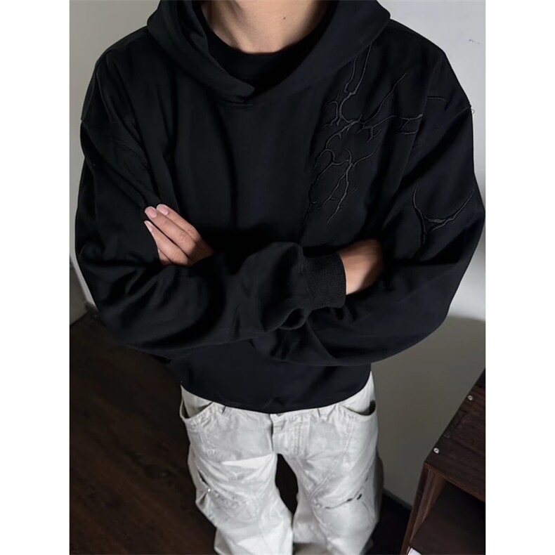 美式潮牌宽松连帽开衫拉链卫衣重磅廓形版型运动休闲外套男,女装短外套,星座506A