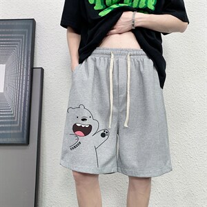 HD74131-P22 华夫格短裤男大码宽松五分裤男直筒中裤图片