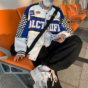 美式复古赛车机车服夹克男春秋薄款设计感炸街机车外套 W5551-P62图片