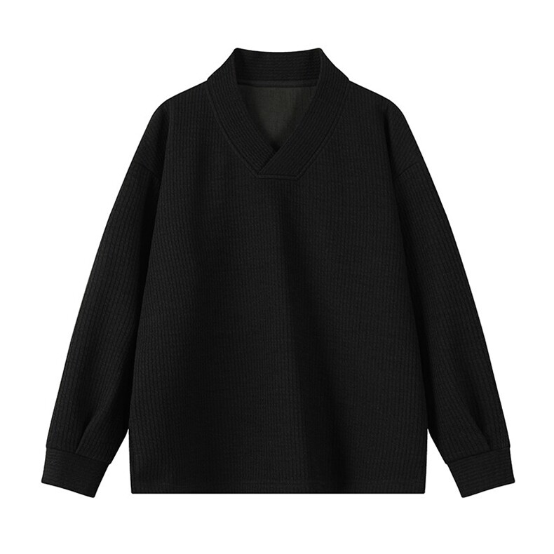 特批P36无差价2025潮流V领垂感卫衣男设计感细条纹宽松上衣W5043,男装卫衣,电商A001
