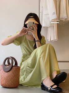 法式泡泡袖连衣裙夏季设计感众温柔高级感初恋裙子图片