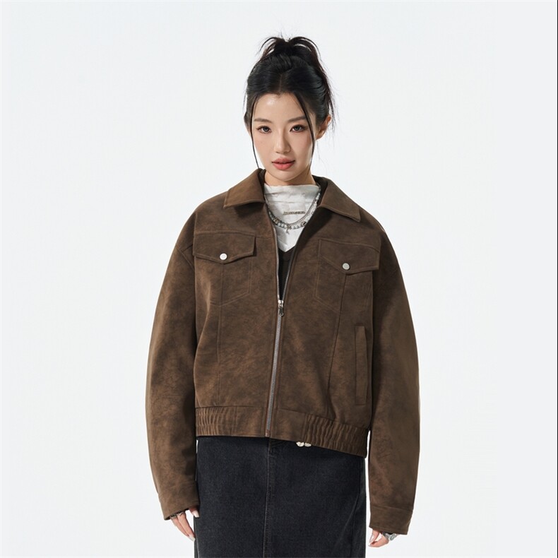 男女潮牌泡泡袖扎染防水皮夹克休闲外套皮衣A406JK5623P90,男装夹克,星座309（原A406）