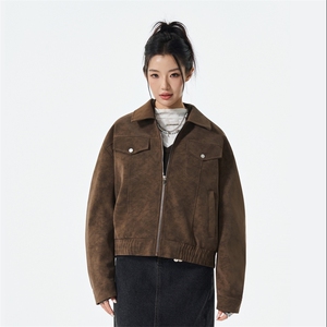 男女潮牌泡泡袖扎染防水皮夹克休闲外套皮衣A406 JK5623 P90图片