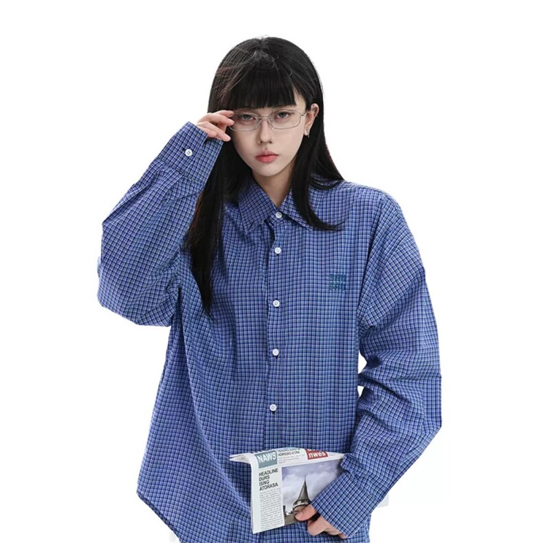 1506/GM1520/P35春秋新款格子衬衫日常休闲男女cleanfit长袖衬衫,男装衬衫,星座1506A