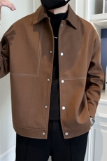 男新款呢子大衣秋冬妮子毛呢拼色宽松夹克外套A236-JK-5037-P135，男装夹克，电商A236