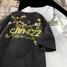 250克重磅砂洗20万针荧光线刺绣天丝棉冰丝短袖T恤JF217特P48控89，男装T恤，电商A422-1