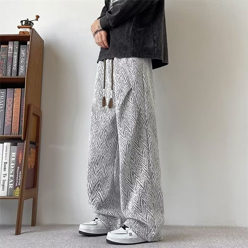 男士春秋季潮牌宽松立体裤腰直筒休闲裤子百搭纯色垂感阔腿运动裤,女装休闲裤,星座506A