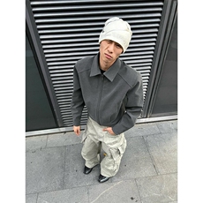 休闲西装短款夹克潮流简约翻领纯色外套JK26特P63，男装夹克，星座908-1